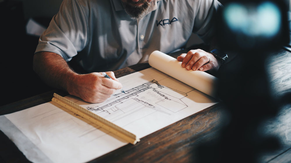 architect working on church plans